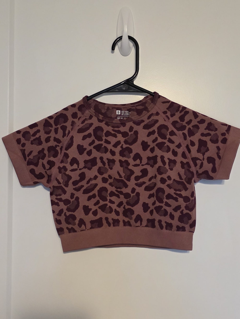 Leopard Print Cropped Shirt/shorts Set- Mauve & Dark Plum Small